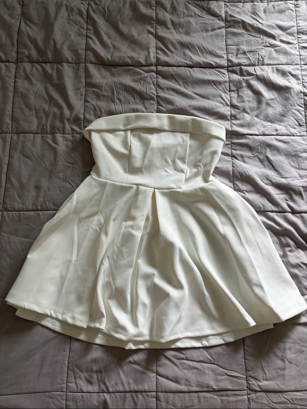 Strapless White Fit-and-Flare Dress